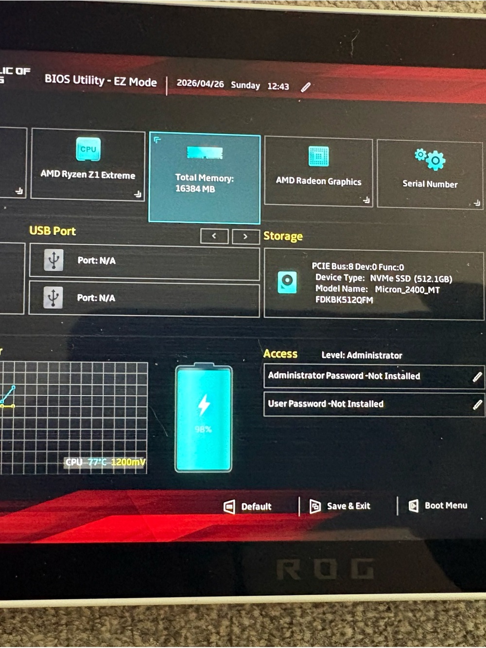 ASUS BIOS Screen with Cyan and Yellow Accents - Picture 3 of 6
